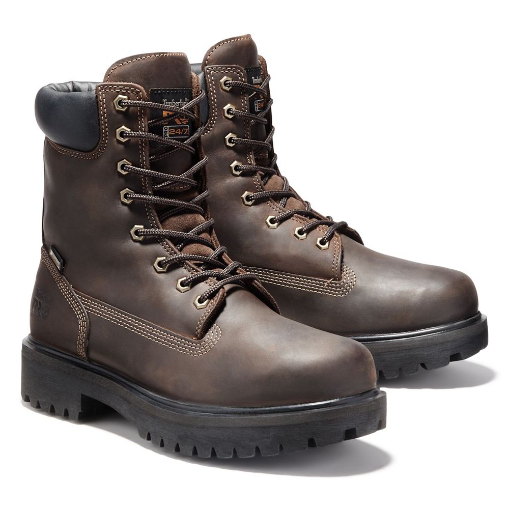 Timberland Pro Μποτακια Ανδρικα Καφε - Direct Attach 8\" Soft Toe - Greece 6750812-ML